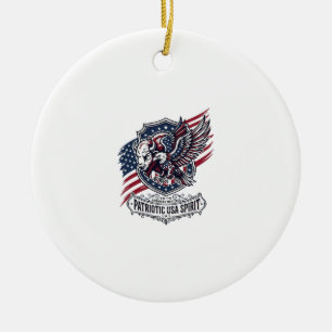 Décoration En Céramique Bison Aigle Patriotique Crête Animal Hybride Patri