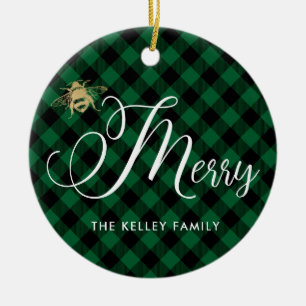 Décoration En Céramique Bison vert Plaid Bee Joyeux, Abeille d'or Photo