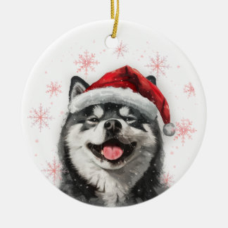 Décoration En Céramique Black Akita Dog Christmas Personalized