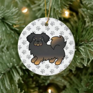 Décoration En Céramique Black And Tan Tibetan Spaniel Cute Cartoon Dog