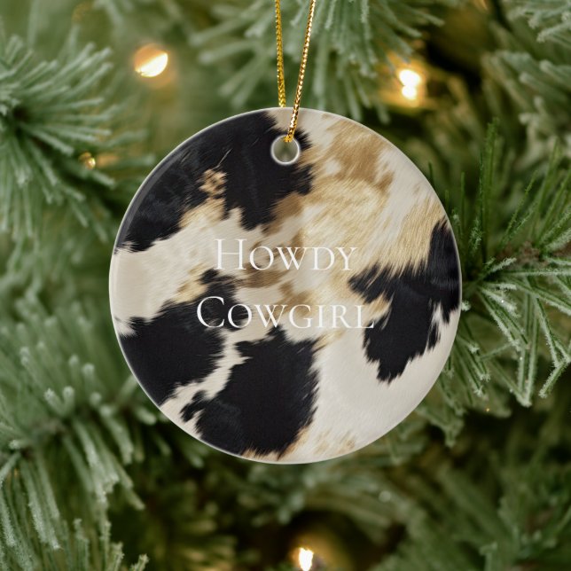 Décoration En Céramique Black Cream Gold Western Cowhide (Arbre)