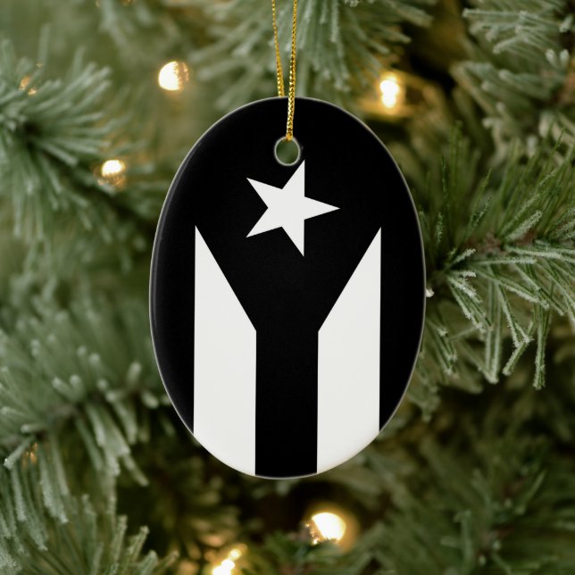 Décoration En Céramique Black flag of Puerto Rico (Arbre)