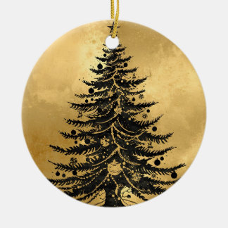 Décoration En Céramique Black Gold Christmas Tree Ornament