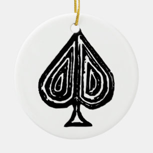 Décoration En Céramique Black Jouer Symbole de carte pique forme Linocut