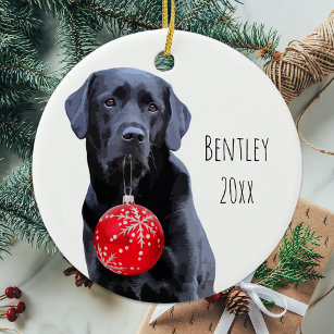Décoration En Céramique Black Lab Christmas Pet Labrador Puppy Cute Dog