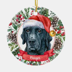 Décoration En Céramique Black Lab Retriever Custom Dog Christmas Ornament