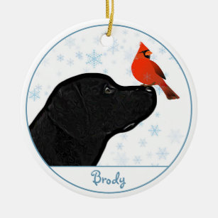 Décoration En Céramique Black Labrador Cardinal mignon chien Black Lab