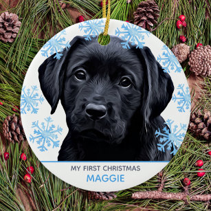 Décoration En Céramique Black Labrador Christmas Joli animal de compagnie 