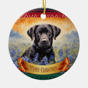 Décoration En Céramique Black Labrador dans Bluebonnets