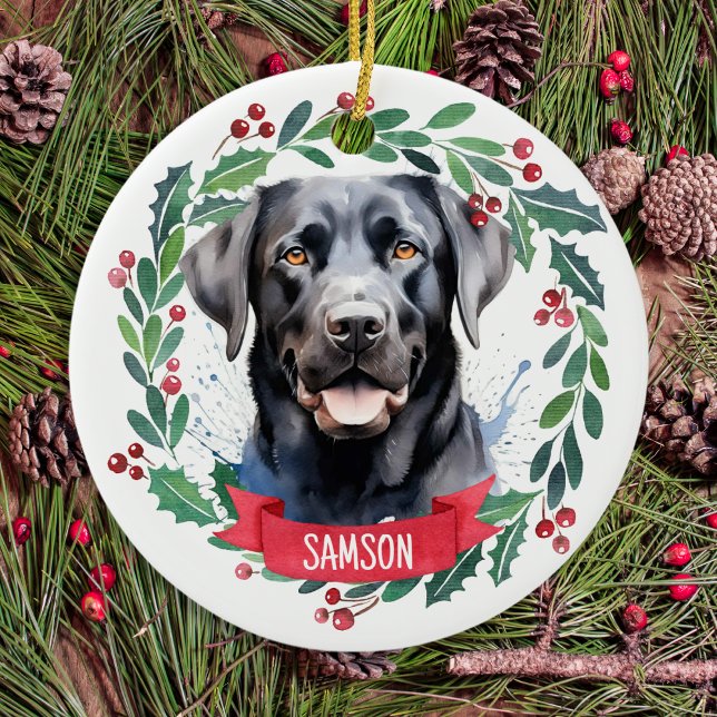 Décoration En Céramique Black Labrador Personnalisé mignon chien de Noël (Créateur téléchargé)