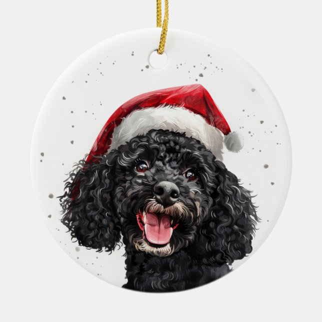 Décoration En Céramique Black Poodle Dog Christmas Personalized (Devant)