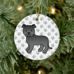 Décoration En Céramique Black Staffordshire Bull Terrier mignon Dessin Car