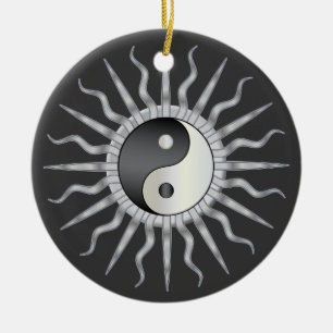 Décoration En Céramique Black Starburst Yin Yang