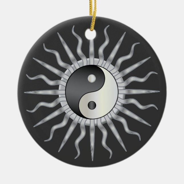 Décoration En Céramique Black Starburst Yin Yang (Devant)