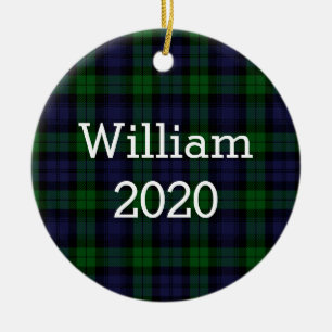 Décoration En Céramique Black Watch Tartan Plaid Personalized