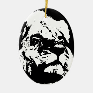 Décoration En Céramique Black & white lion pop art
