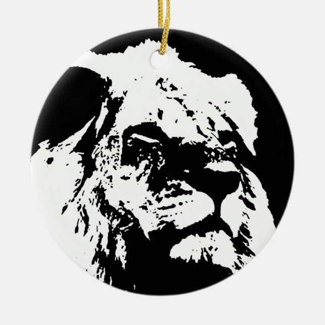 Décoration En Céramique Black & white lion pop art (Devant)