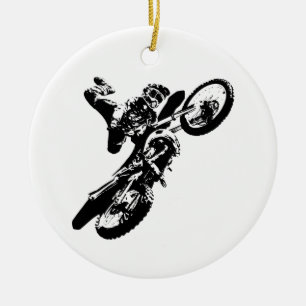 Décoration En Céramique Black White Pop Art Motocross Motorcyle Sport