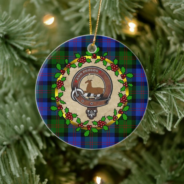 Décoration En Céramique Blair Clan Badge & Tartan Personnalisé Noël (Arbre)