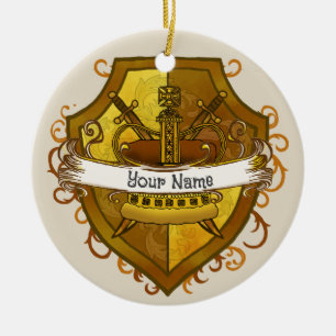 Décoration En Céramique Blason de Famille Couronne Nom de Famille