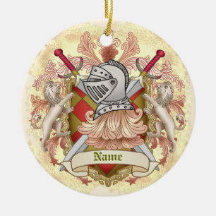Décoration En Céramique Blason de famille Red Knight Nom de famille
