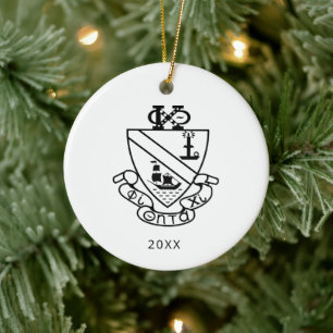 Décoration En Céramique Blason de Phi Chi Theta N&B