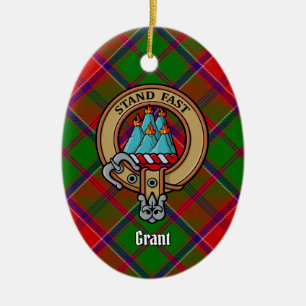 Décoration En Céramique Blason du clan Grant sur tartan