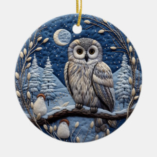 Décoration En Céramique Bleu 3D Chirstmas Cute Owl Animal