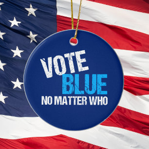Décoration En Céramique Bleu de vote n'importe qui Démocrate