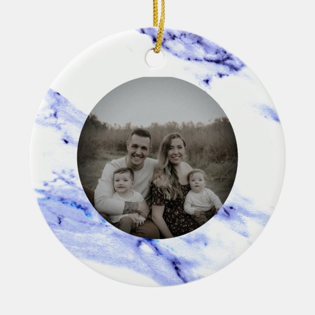 Décoration En Céramique Bleu et Marbre blanc (Devant)