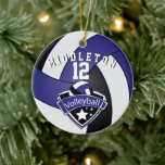 Décoration En Céramique Bleu foncé, blanc et noir Personnalisez 🏐 volley-<br><div class="desc">Joueur de volleyball Sport Ornement de Noël. Impressionnez votre joueur de volley-ball avec ce design do-it-yourself nom dans un design foncé BLEU, BLANC ET NOIR. Un grand cadeau pour n'importe quel joueur de volley-ball, ventilateur de volley-ball ou entraîneur d'équipe de volley-ball. Plus de couleurs sont disponibles si vous ne trouvez...</div>