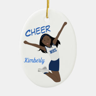 Décoration En Céramique Bleu foncé et blanc pom-pom girl