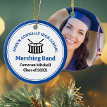 Décoration En Céramique Bleu High School Marche Band Personnalisé Noël<br><div class="desc">Cette décoration de Noël de la fanfare du lycée bleu et moderne porte le nom de l'élève et du groupe sous les tambours. Customisez les membres symphoniques,  d'un ensemble de vent ou d'un groupe de concert ou leur directeur pour un grand cadeau de remise de diplômes.</div>