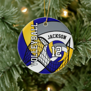 Décoration En Céramique Bleu, Jaune et Gris Personnalisez le 🏐 de volley-