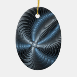 Décoration En Céramique Bleu plastique gris art fractal 3D abstrait modern