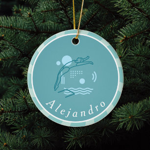 Décoration En Céramique Bleu Swimmer Girls Piscine personnalisée