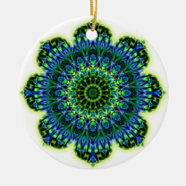 Décoration En Céramique bleu vert mandala (Devant)