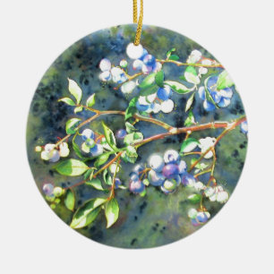 Décoration En Céramique Bleuets, fruit romantique Peinture d'aquarelle