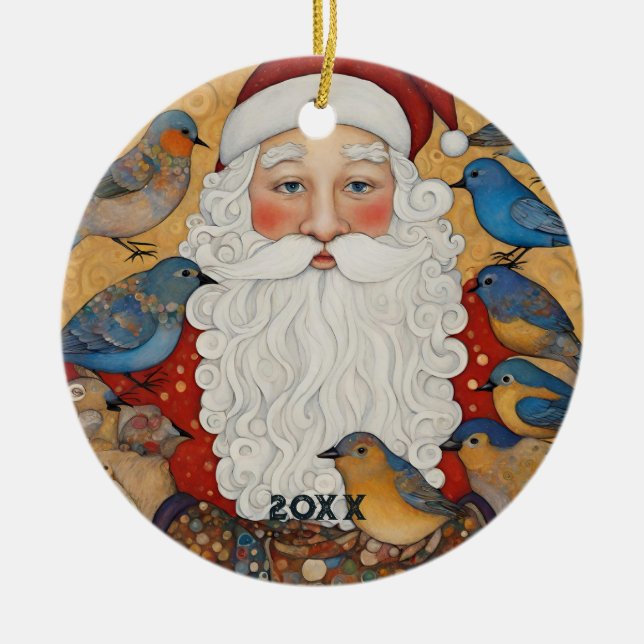 Décoration En Céramique Bleus de Père Noël (Devant)