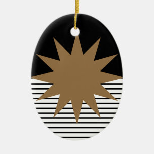 Décoration En Céramique Blocage noir blanc et soleil Brown