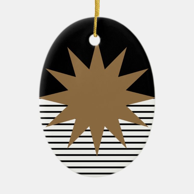 Décoration En Céramique Blocage noir blanc et soleil Brown (Devant)