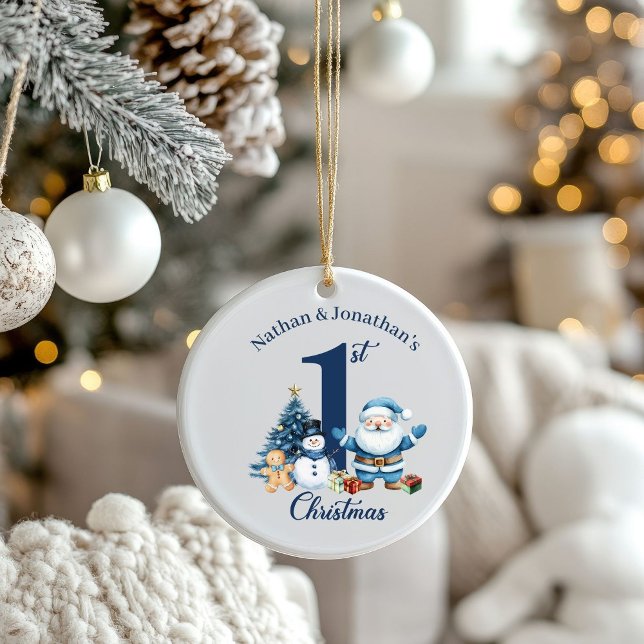 Décoration En Céramique Blue Boy Twin Premier Noël (Créateur téléchargé)