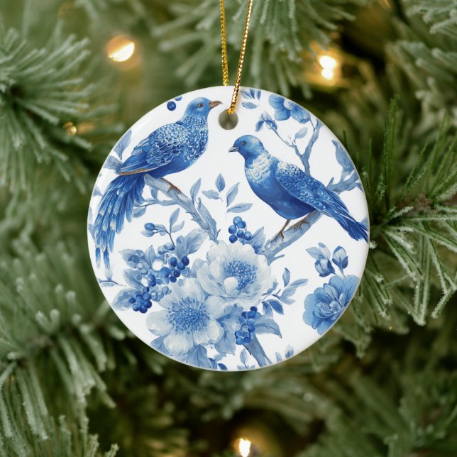 Décoration En Céramique Blue Chinoiserie Christmas Ornament  (Arbre)