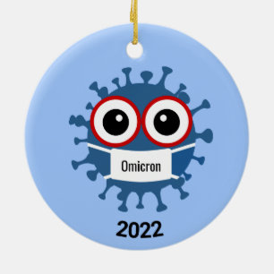 Décoration En Céramique Blue Coronavirus Covid-19 Omicron Variant Ornament