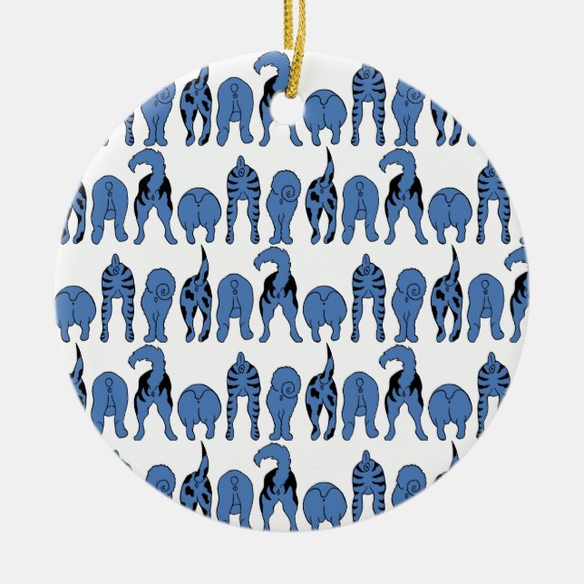 Décoration En Céramique Blue Dog Butts Pattern (Devant)