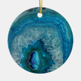 Décoration En Céramique Blue Geode Rock Mineral Agate Crystal Image