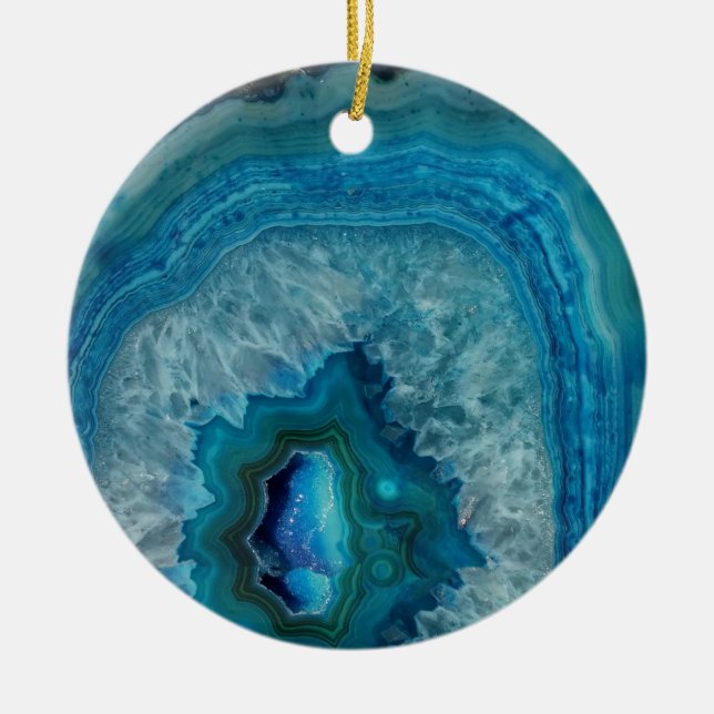 Décoration En Céramique Blue Geode Rock Mineral Agate Crystal Image (Devant)