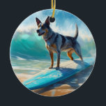 Décoration En Céramique Blue Heeler Beach Surfing Peinture<br><div class="desc">Plongez dans le monde ludique de l'aventure canine avec cette peinture captivante. Un chien en ébullition se rend aux vagues, chevauchant habilement le surf sur une plage baisée par le soleil. L'oeuvre d'art vibrante capte magnifiquement l'essence de l'excitation au bord de la plage tandis que le chien court sans crainte...</div>