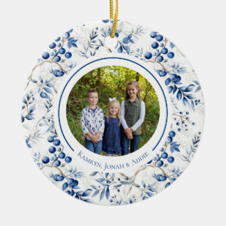 Décoration En Céramique Blue Holly Toile Circle Ornament