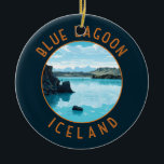Décoration En Céramique Blue Lagoon Islande Cercle en détresse<br><div class="desc">Blue Lagoon Islande design vectoriel art. Le Blue Lagoon est un spa géothermique du sud-ouest de l'Islande. Le spa est situé dans un champ de lave près de Grindavík et en face du Mont Žorbjörn sur la péninsule de Reykjanes.</div>